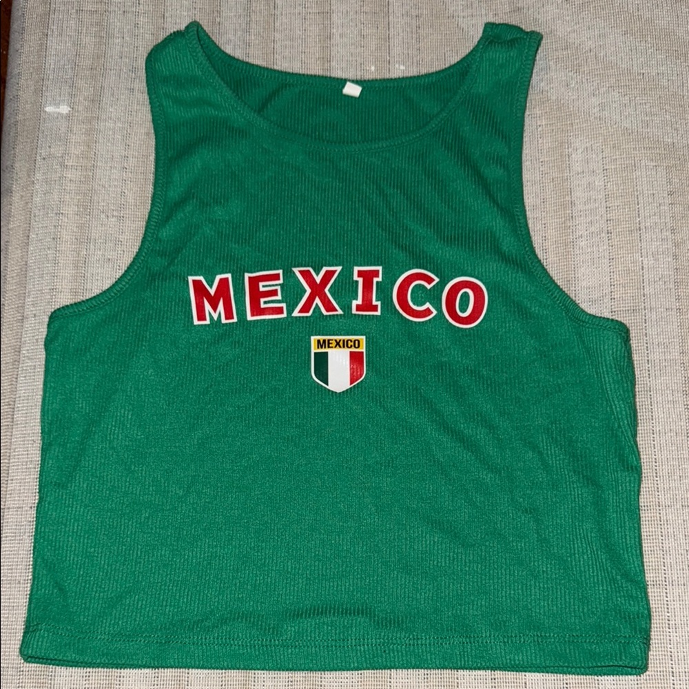 Green Mexico crop tank Top